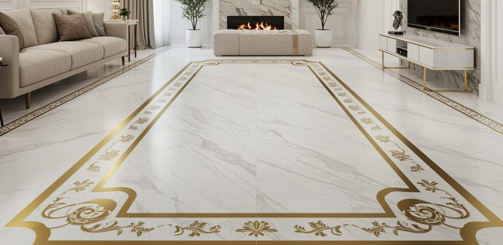 Brass Inlay in Marble Flooring Manufacturer